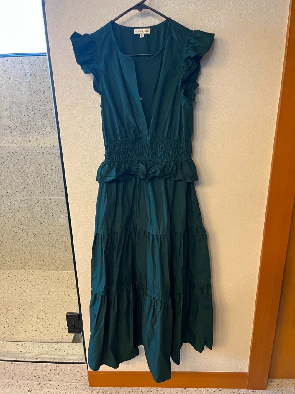Green Moon River ruffle dress